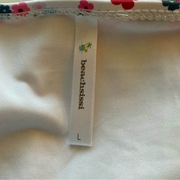 Beachsissi Swim Bikini Bottom Womens Size L White Floral Tropical Beach Vacation - Picture 4 of 7